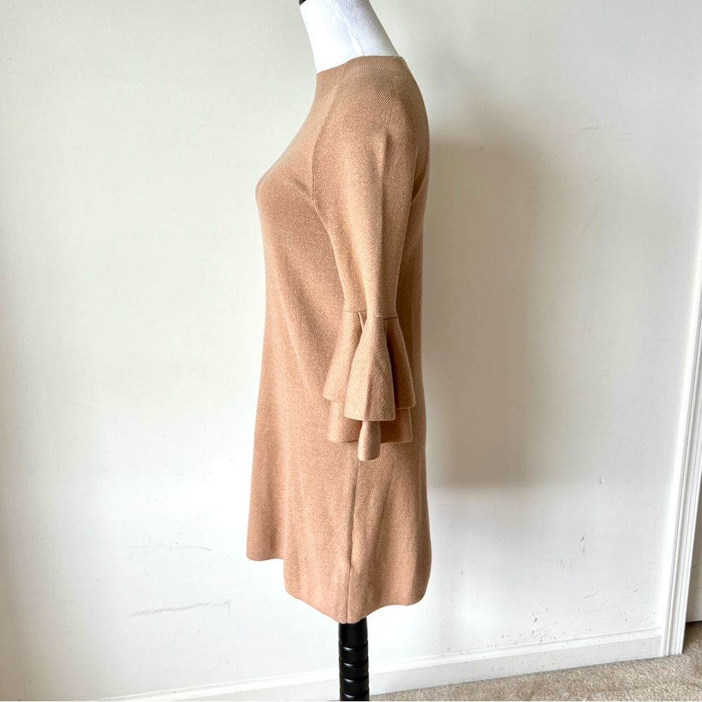 ANTHROPOLOGIE Claudette Ruffled Bell Sleeve Dress Knit Sweater Dress—SZ. Small - Picture 3 of 13